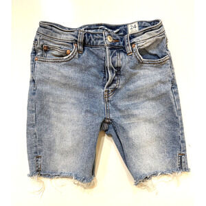 Madewell Shorts Womens 24 Blue Denim High Rise Button Fly Cutoff Frayed Hem